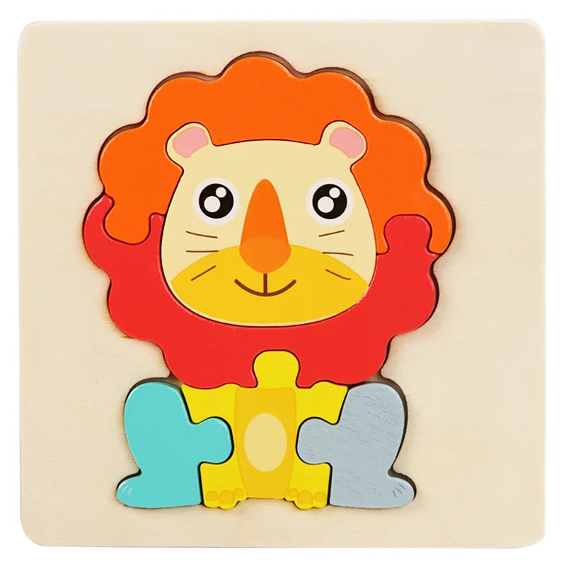 Montessori Toys 3D Puzzle Cartoon Animals Vehicle Cognitive Jigsaw Puzzle Wooden Toys for Children Baby Puzzle Game Gift