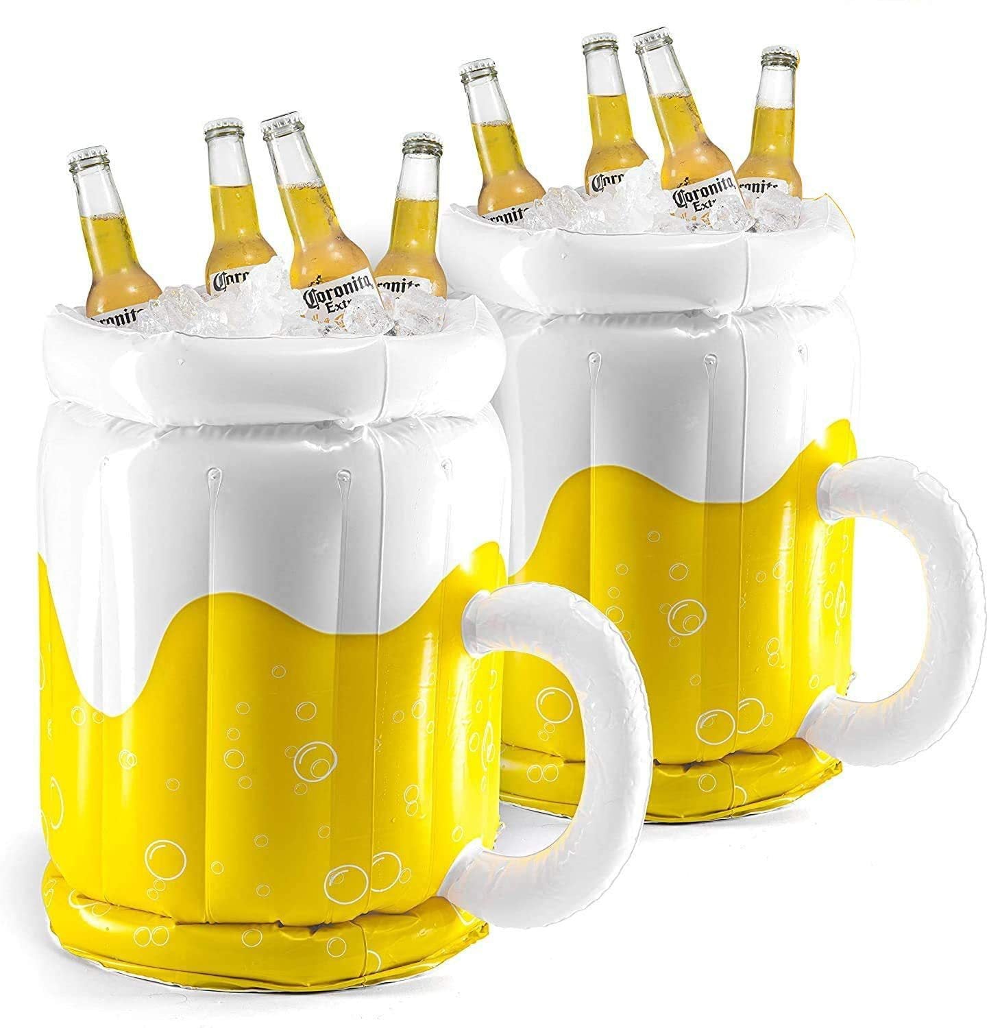 Large Inflatable Beer Mug Cooler Pool Float Drink Cooler for Adults Parties 2 In1 Drink Floatie and Party Supplies Great Toy for Beach Pool and Jacuzzi