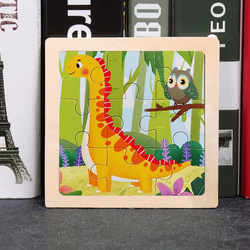 9Pcs Small Size Wooden Puzzle Montessori Toys for Baby Jigsaw 3D Puzzle Board Game Educational Toys for Children Gift