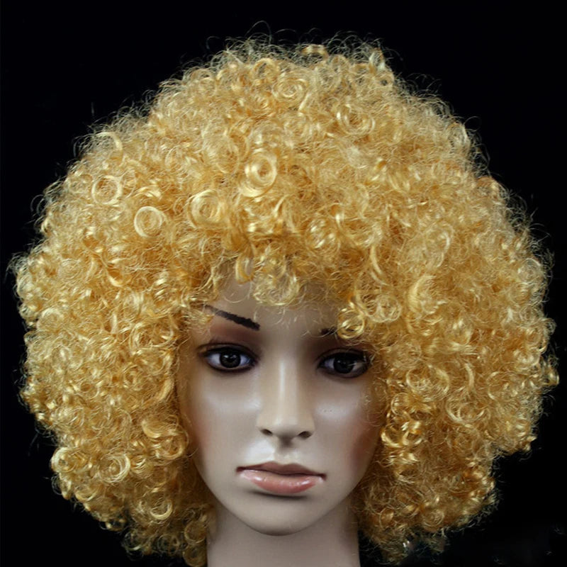Women Curly Cosplay Wig Short Wavy Curly Hair Colorful Synthetic Wig for Daily Party Men Football Fan Wearing Kids Wigs