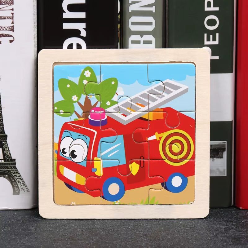 9Pcs Small Size Wooden Puzzle Montessori Toys for Baby Jigsaw 3D Puzzle Board Game Educational Toys for Children Gift