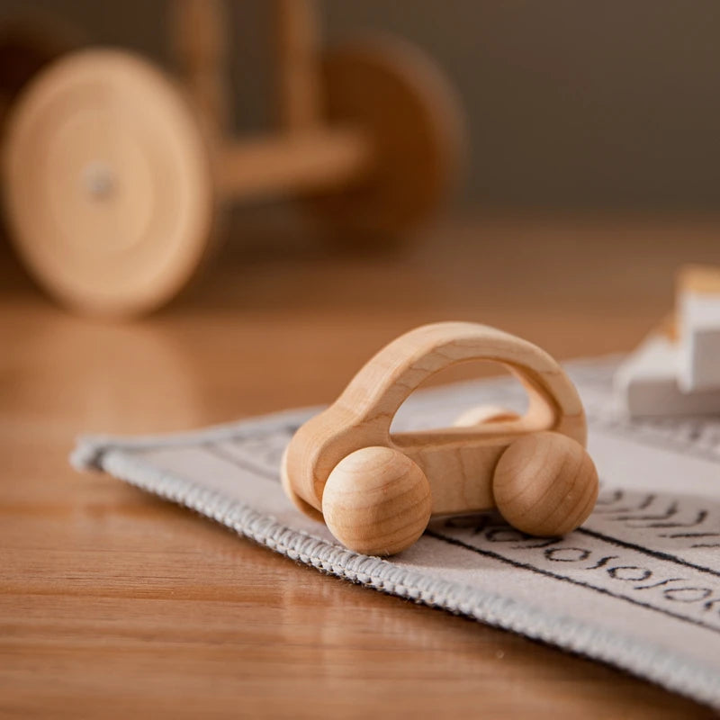 1Pcs Baby Wooden Toys Beech Wood Van Blocks Cartoon Car Montessori Educational Toys Boy Girl Baby 0-12 Months Toys Newborn Gifts