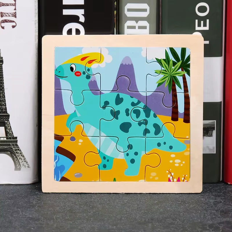 9Pcs Small Size Wooden Puzzle Montessori Toys for Baby Jigsaw 3D Puzzle Board Game Educational Toys for Children Gift