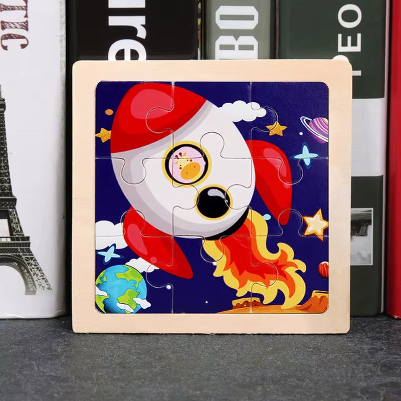 9Pcs Small Size Wooden Puzzle Montessori Toys for Baby Jigsaw 3D Puzzle Board Game Educational Toys for Children Gift