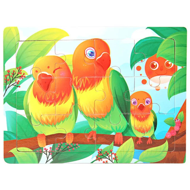 New 30 Pieces Wooden 3D Puzzles Cartoon Animal Jigsaw Puzzle Board Game Preschool Montessori Educational Toys for Children
