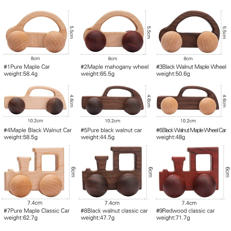 1Pcs Baby Wooden Toys Beech Wood Van Blocks Cartoon Car Montessori Educational Toys Boy Girl Baby 0-12 Months Toys Newborn Gifts