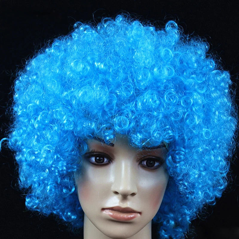 Women Curly Cosplay Wig Short Wavy Curly Hair Colorful Synthetic Wig for Daily Party Men Football Fan Wearing Kids Wigs