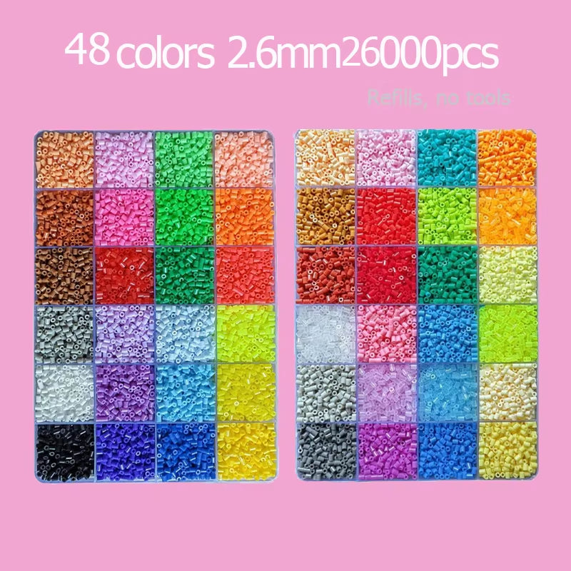 Hama Beads Box Embalagem Thermal Mosaic Ferro Educação Beads, Ironing Beads Fuse Beads Brinquedo DIY, 24 48 72 Cores 2.6MM 5MM