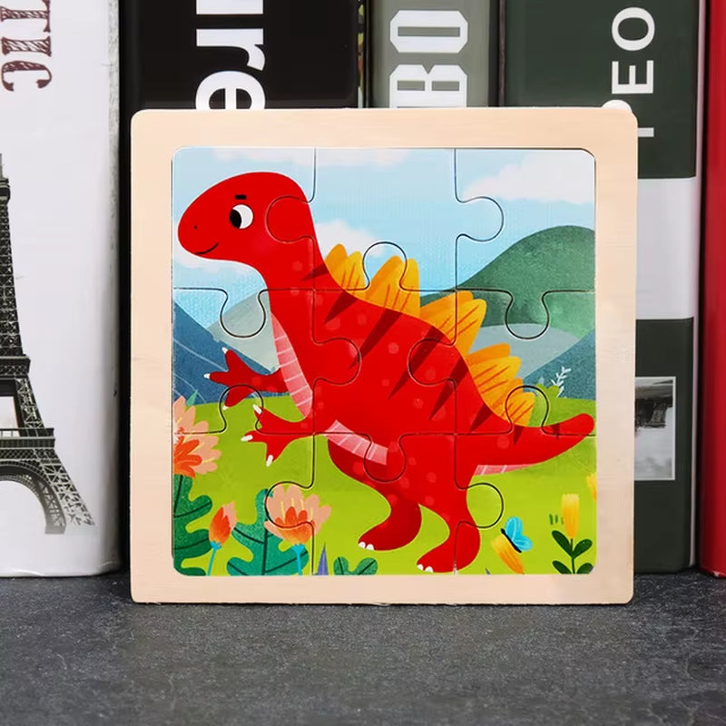 9Pcs Small Size Wooden Puzzle Montessori Toys for Baby Jigsaw 3D Puzzle Board Game Educational Toys for Children Gift