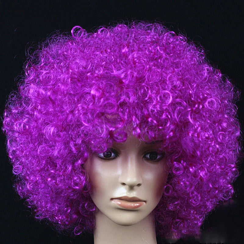 Women Curly Cosplay Wig Short Wavy Curly Hair Colorful Synthetic Wig for Daily Party Men Football Fan Wearing Kids Wigs