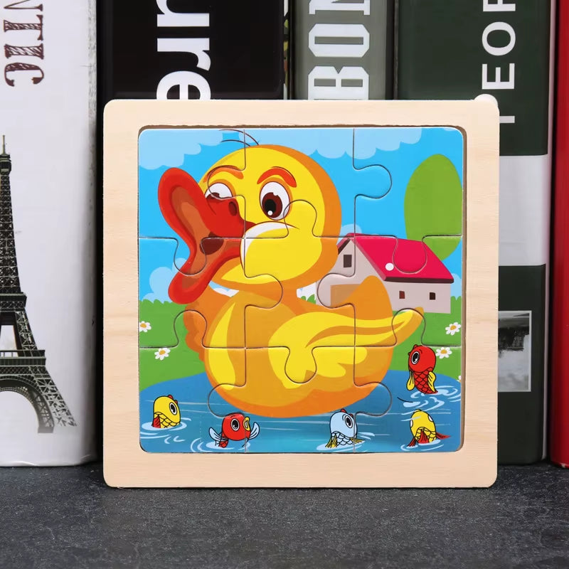 9Pcs Small Size Wooden Puzzle Montessori Toys for Baby Jigsaw 3D Puzzle Board Game Educational Toys for Children Gift