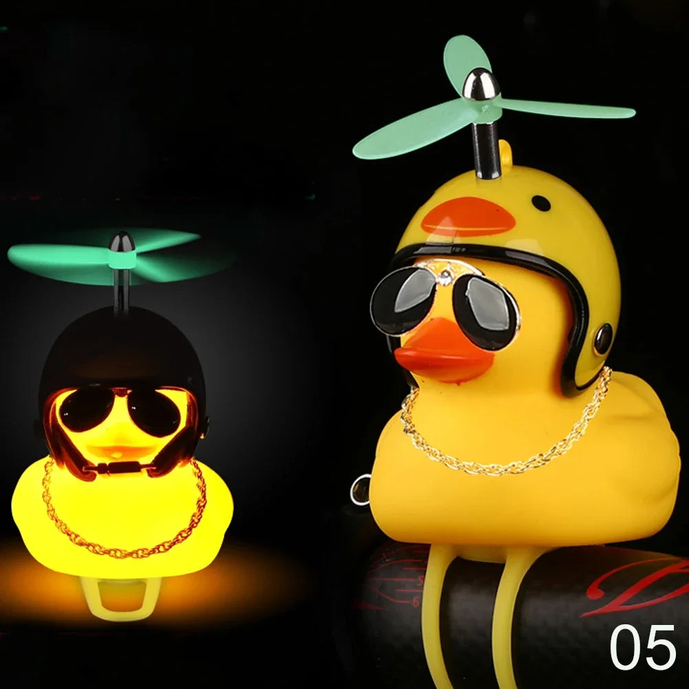 Luminous/Normal Airscrew Helmet Standing Duck Broken Wind Small Yellow Duck Bike Motor Riding Cycling Lights Bicycle Accessories
