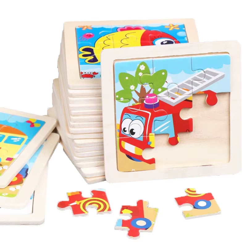 9Pcs Small Size Wooden Puzzle Montessori Toys for Baby Jigsaw 3D Puzzle Board Game Educational Toys for Children Gift
