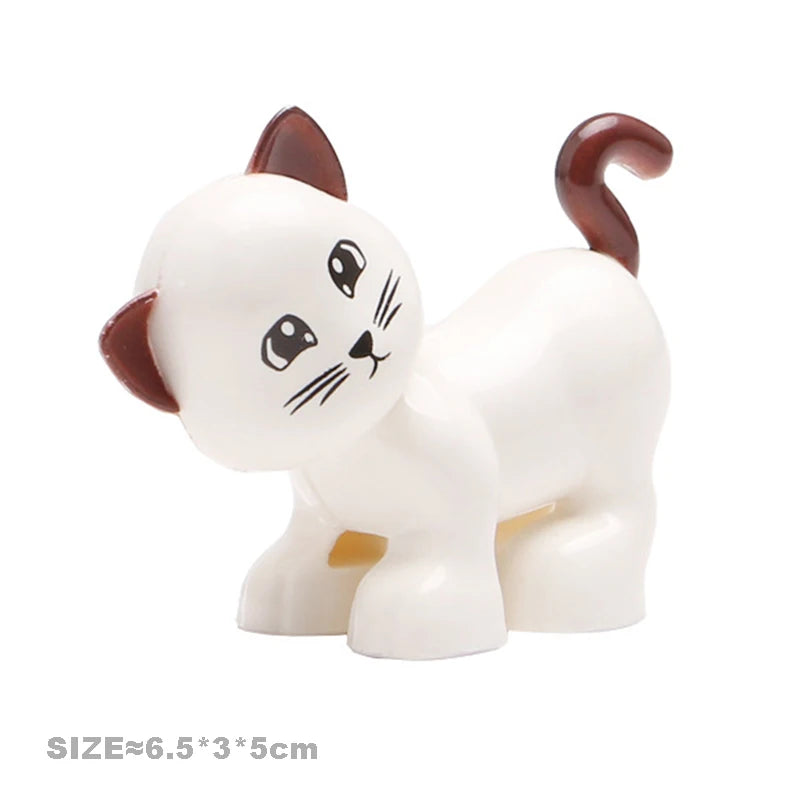 Big Size Building Blocks Cat Dog Pig Rabbit Model Accessories Compatible Bricks Farm Animals Set Assemble Education Toys for Kid