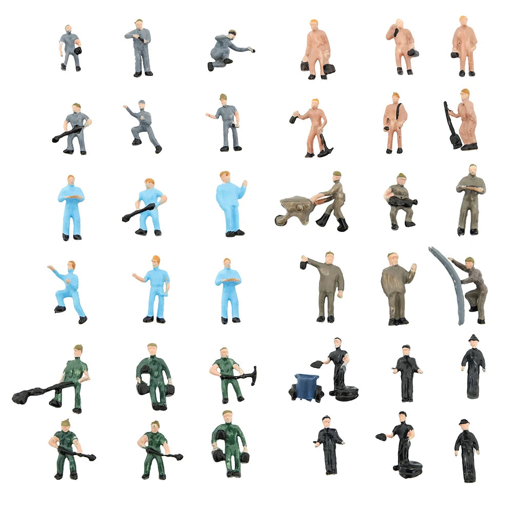 Ho Scale Train Working Figure Mode Miniature Workers with Tools for Railway Building Scenery Layout Toys Architecture