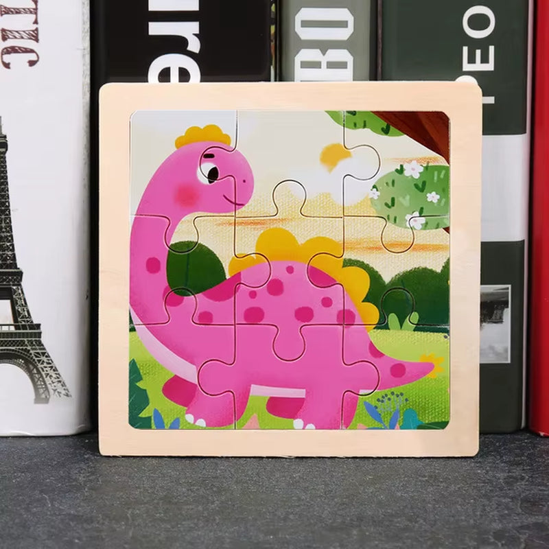 9Pcs Small Size Wooden Puzzle Montessori Toys for Baby Jigsaw 3D Puzzle Board Game Educational Toys for Children Gift
