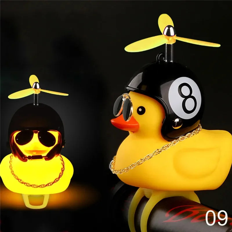 Luminous/Normal Airscrew Helmet Standing Duck Broken Wind Small Yellow Duck Bike Motor Riding Cycling Lights Bicycle Accessories
