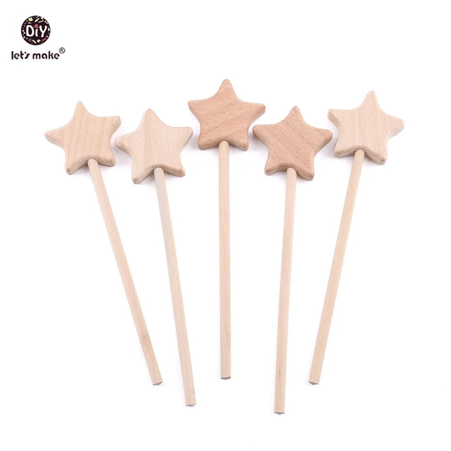 Wooden Star Wands Blank Natural Wood Magic Wands for DIY Crafts Princess Fairy Wand for Kids Party Favors Painting & Decorating