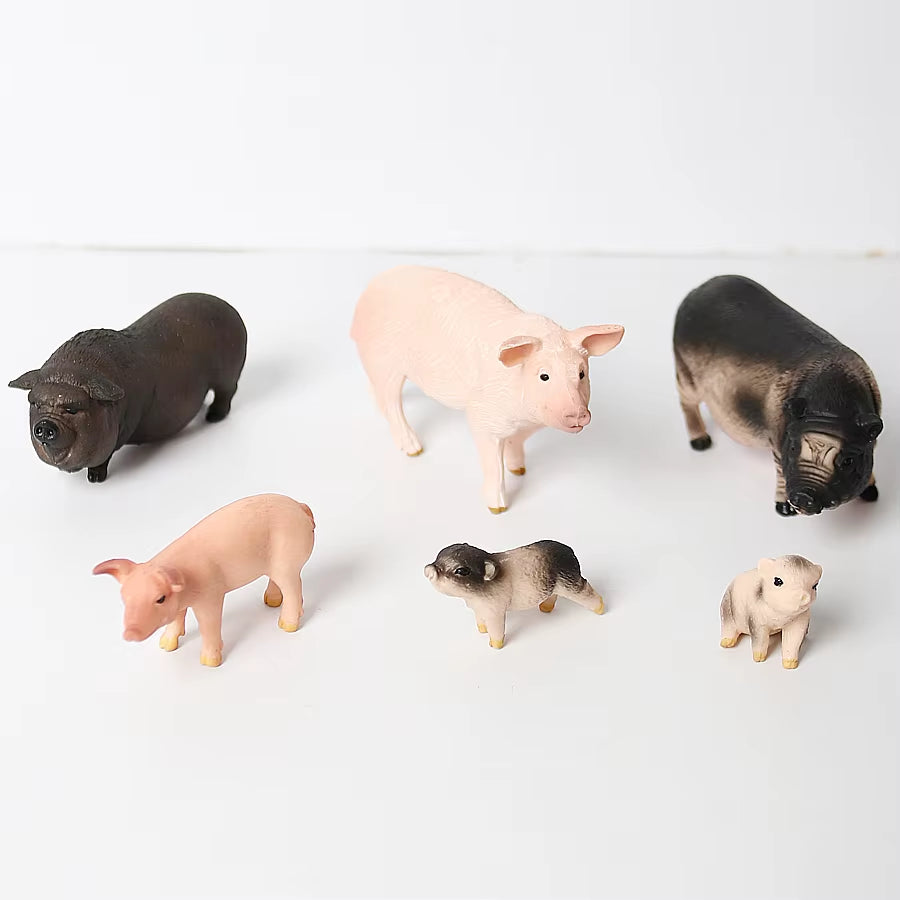 Simulated Wild Boar Pig Model Farm Animal Pig Family Set Figurines Action Figure Educational Toys for Kids Home Decor