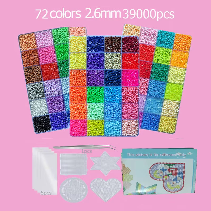 Hama Beads Box Embalagem Thermal Mosaic Ferro Educação Beads, Ironing Beads Fuse Beads Brinquedo DIY, 24 48 72 Cores 2.6MM 5MM