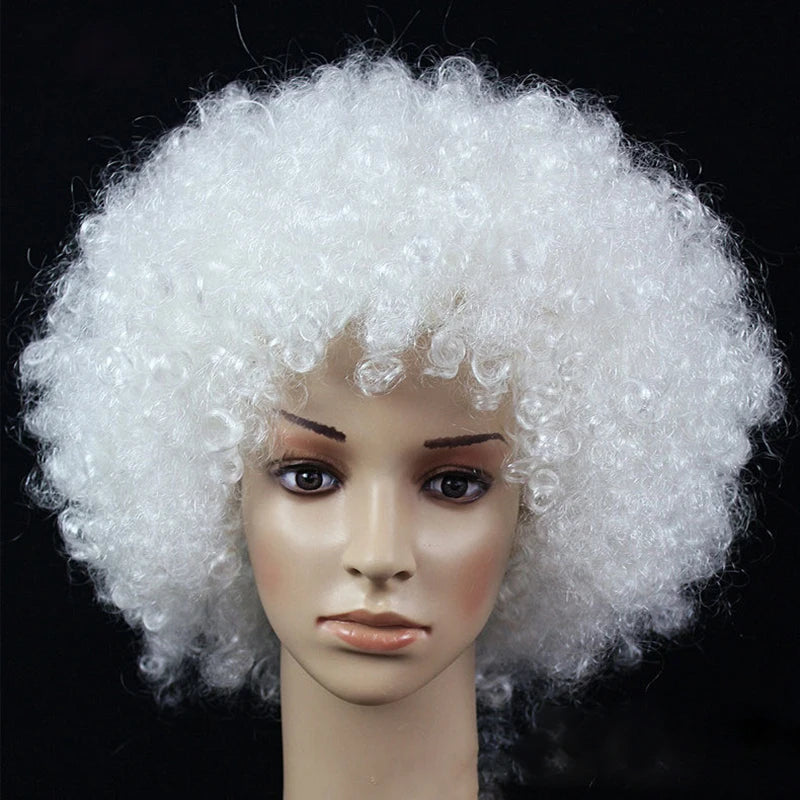 Women Curly Cosplay Wig Short Wavy Curly Hair Colorful Synthetic Wig for Daily Party Men Football Fan Wearing Kids Wigs