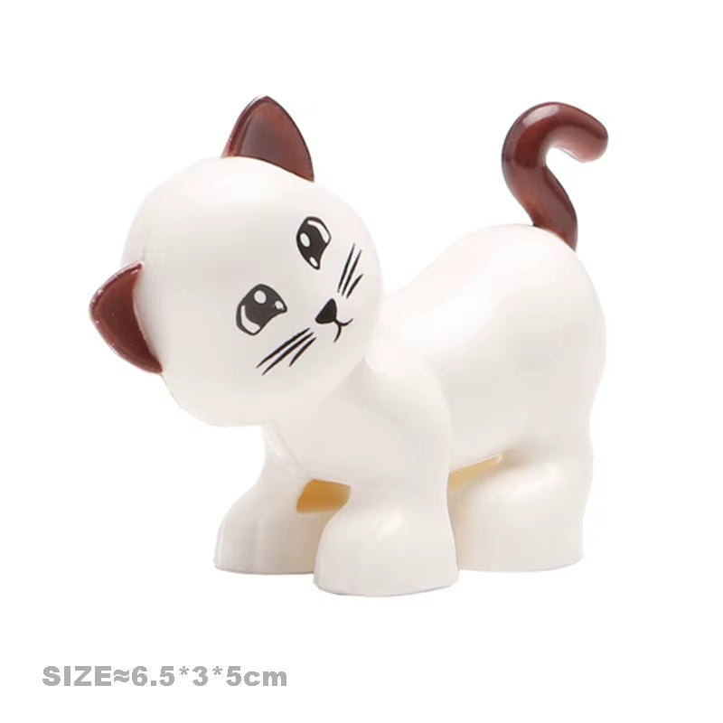 Big Size Building Blocks Cat Dog Pig Rabbit Model Accessories Compatible Bricks Farm Animals Set Assemble Education Toys for Kid
