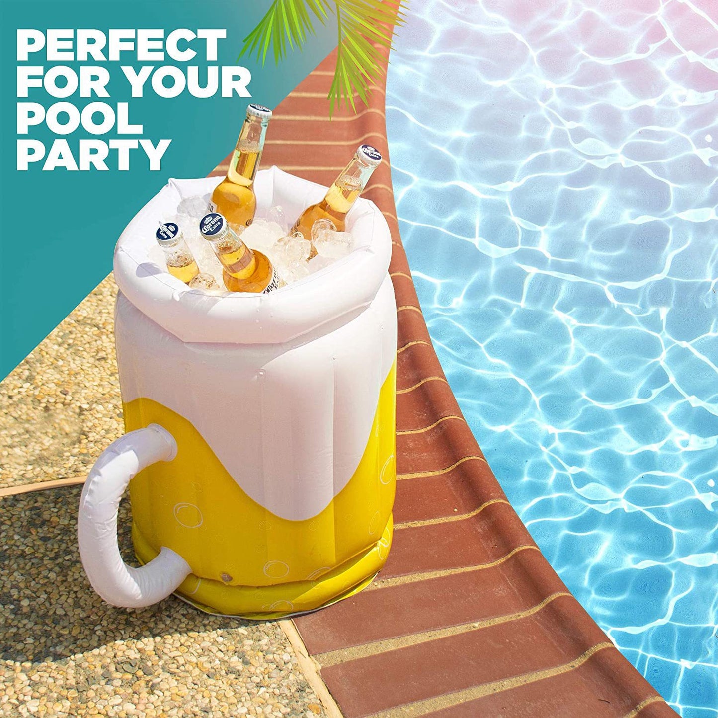 Large Inflatable Beer Mug Cooler Pool Float Drink Cooler for Adults Parties 2 In1 Drink Floatie and Party Supplies Great Toy for Beach Pool and Jacuzzi