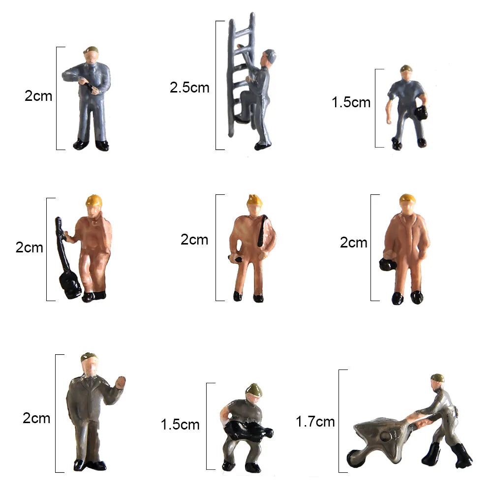 Ho Scale Train Working Figure Mode Miniature Workers with Tools for Railway Building Scenery Layout Toys Architecture
