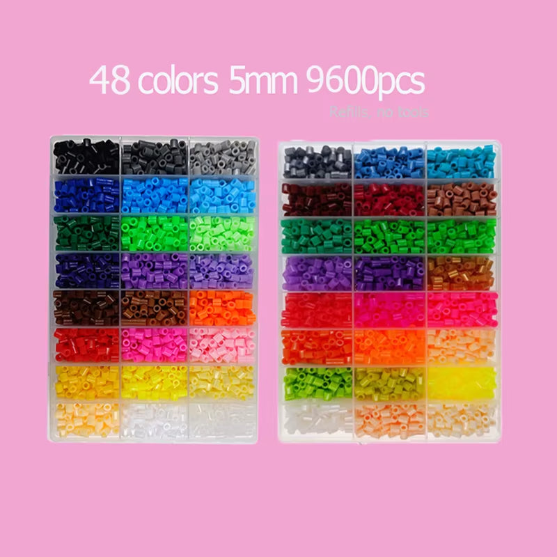 Hama Beads Box Embalagem Thermal Mosaic Ferro Educação Beads, Ironing Beads Fuse Beads Brinquedo DIY, 24 48 72 Cores 2.6MM 5MM