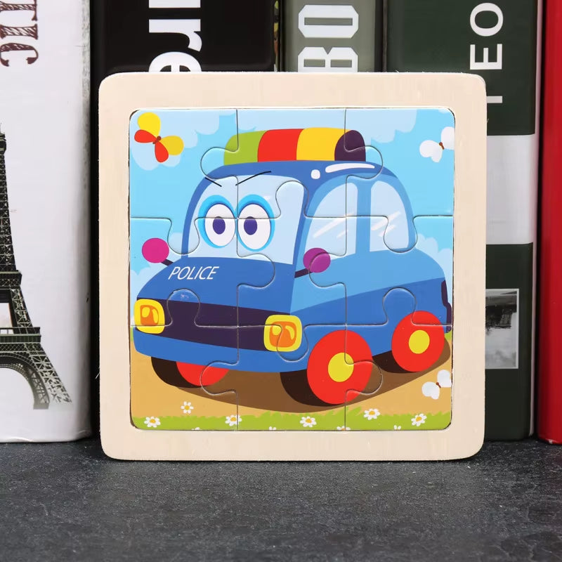 9Pcs Small Size Wooden Puzzle Montessori Toys for Baby Jigsaw 3D Puzzle Board Game Educational Toys for Children Gift