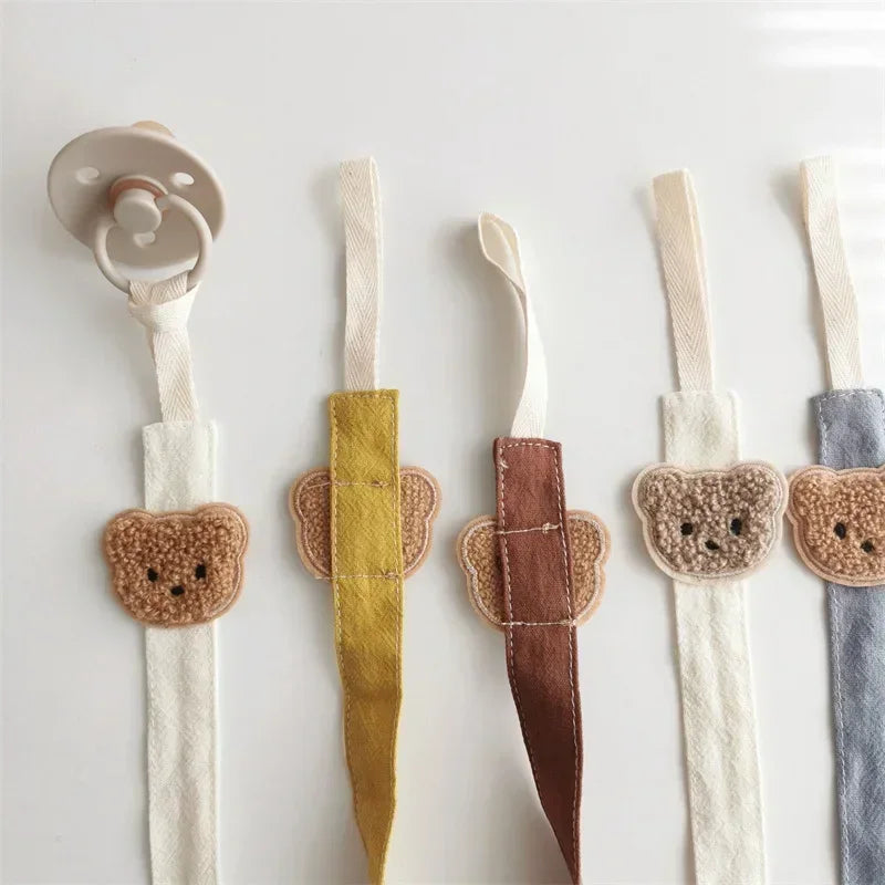 Cute Bear Baby Pacifier Chain Clips Holders Anti-Drop Chain Cartoon Teething Clips Teether Toy Soother Pacifier Strap