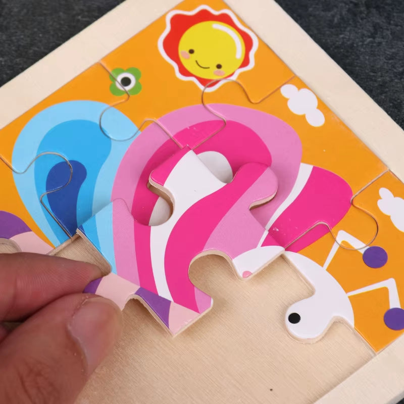 9Pcs Small Size Wooden Puzzle Montessori Toys for Baby Jigsaw 3D Puzzle Board Game Educational Toys for Children Gift