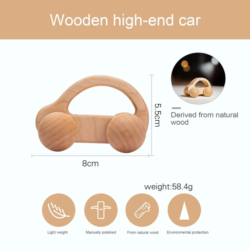 1Pcs Baby Wooden Toys Beech Wood Van Blocks Cartoon Car Montessori Educational Toys Boy Girl Baby 0-12 Months Toys Newborn Gifts