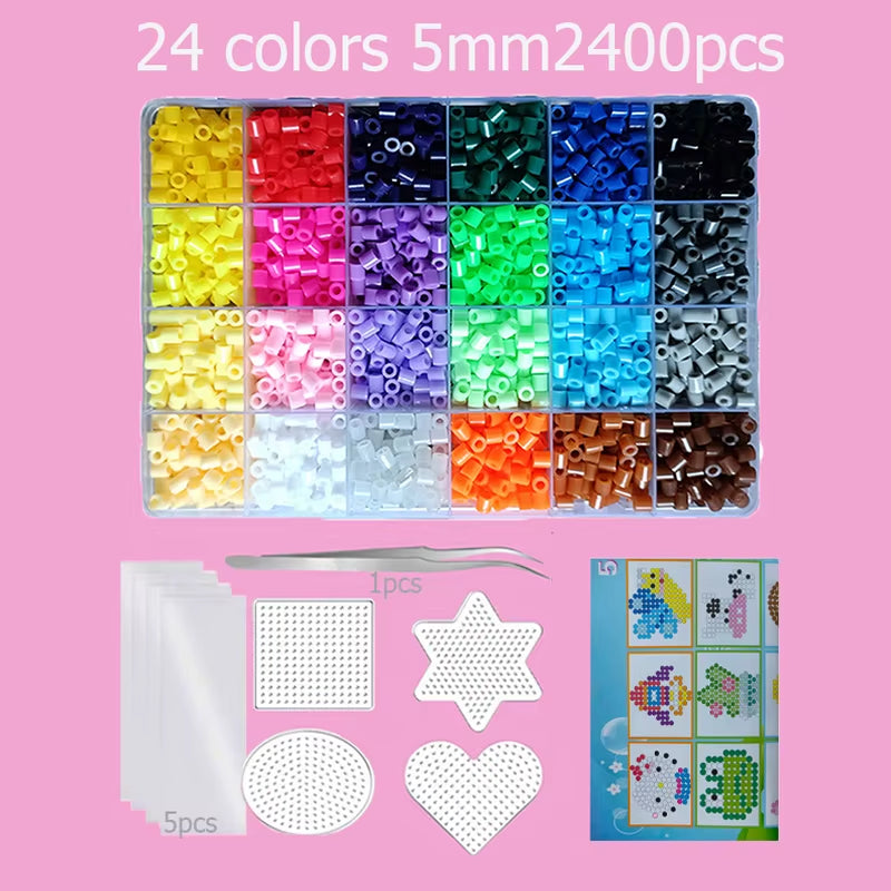 Hama Beads Box Embalagem Thermal Mosaic Ferro Educação Beads, Ironing Beads Fuse Beads Brinquedo DIY, 24 48 72 Cores 2.6MM 5MM