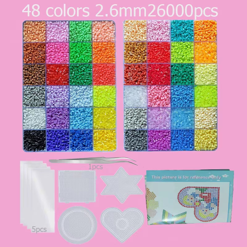 Hama Beads Box Embalagem Thermal Mosaic Ferro Educação Beads, Ironing Beads Fuse Beads Brinquedo DIY, 24 48 72 Cores 2.6MM 5MM