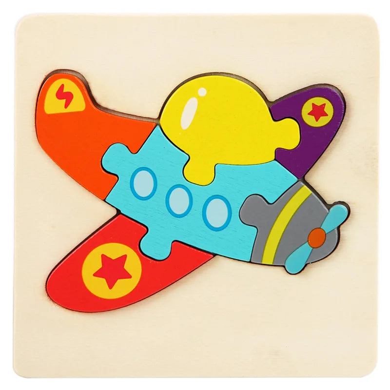 Montessori Toys 3D Puzzle Cartoon Animals Vehicle Cognitive Jigsaw Puzzle Wooden Toys for Children Baby Puzzle Game Gift