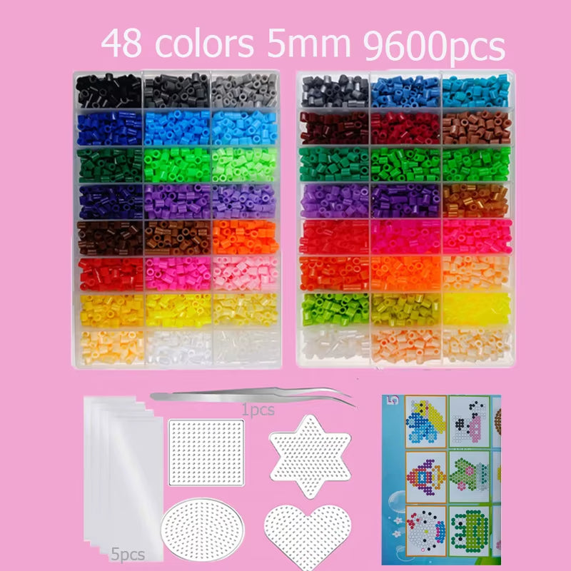 Hama Beads Box Embalagem Thermal Mosaic Ferro Educação Beads, Ironing Beads Fuse Beads Brinquedo DIY, 24 48 72 Cores 2.6MM 5MM