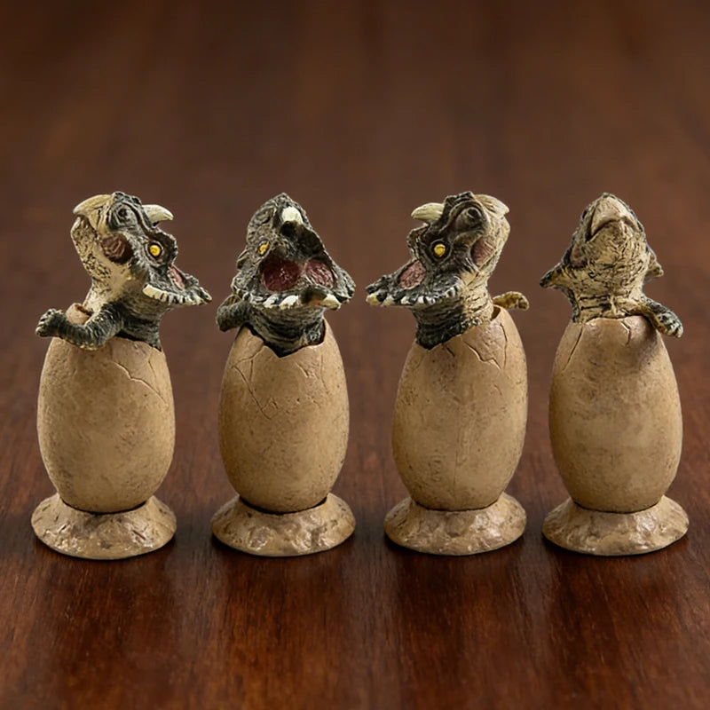 3PCS Hatching Dinosaur Eggs Tyrannosaurus Rex Triceratops Raptor Figurine Set Animal Collectible Decor Mini Model Toys Kids Gift