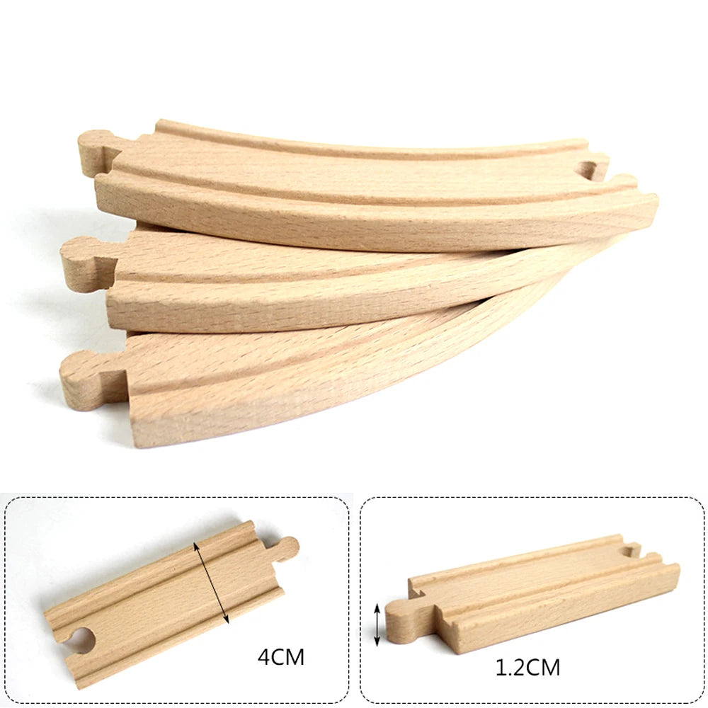 New Wooden Train Track Beech Wooden Railway Tracks Accessories Fit for All Brands Wood Tracks Educational Toys for Kids Gift
