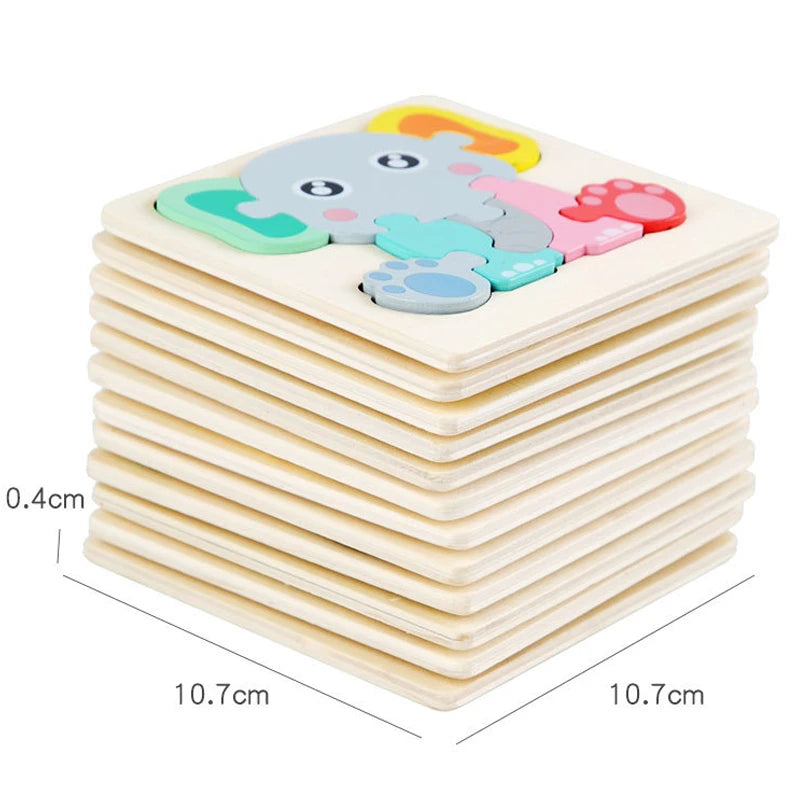 Montessori Toys 3D Puzzle Cartoon Animals Vehicle Cognitive Jigsaw Puzzle Wooden Toys for Children Baby Puzzle Game Gift