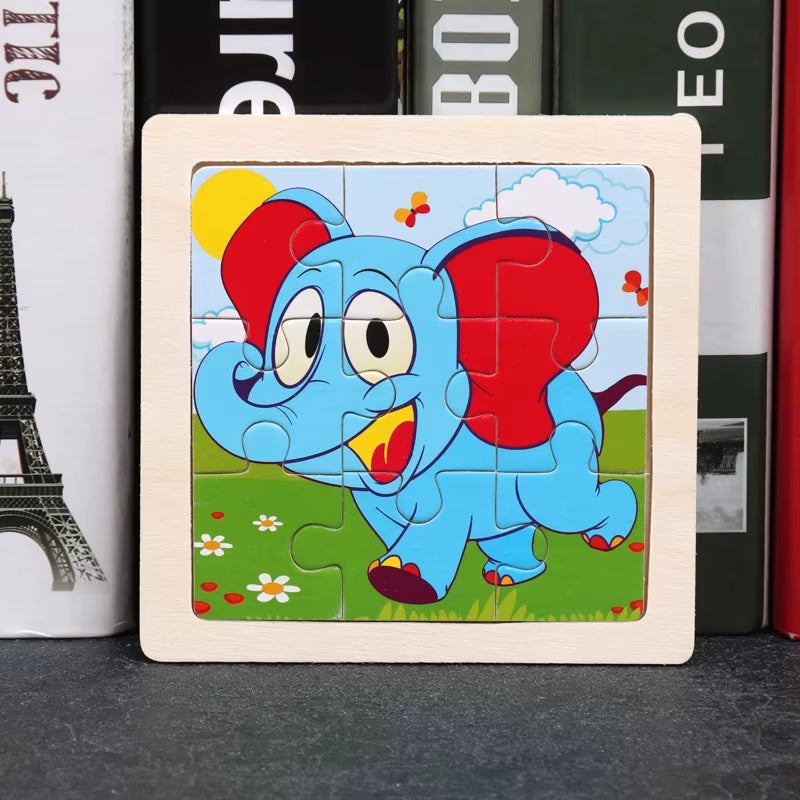 9Pcs Small Size Wooden Puzzle Montessori Toys for Baby Jigsaw 3D Puzzle Board Game Educational Toys for Children Gift