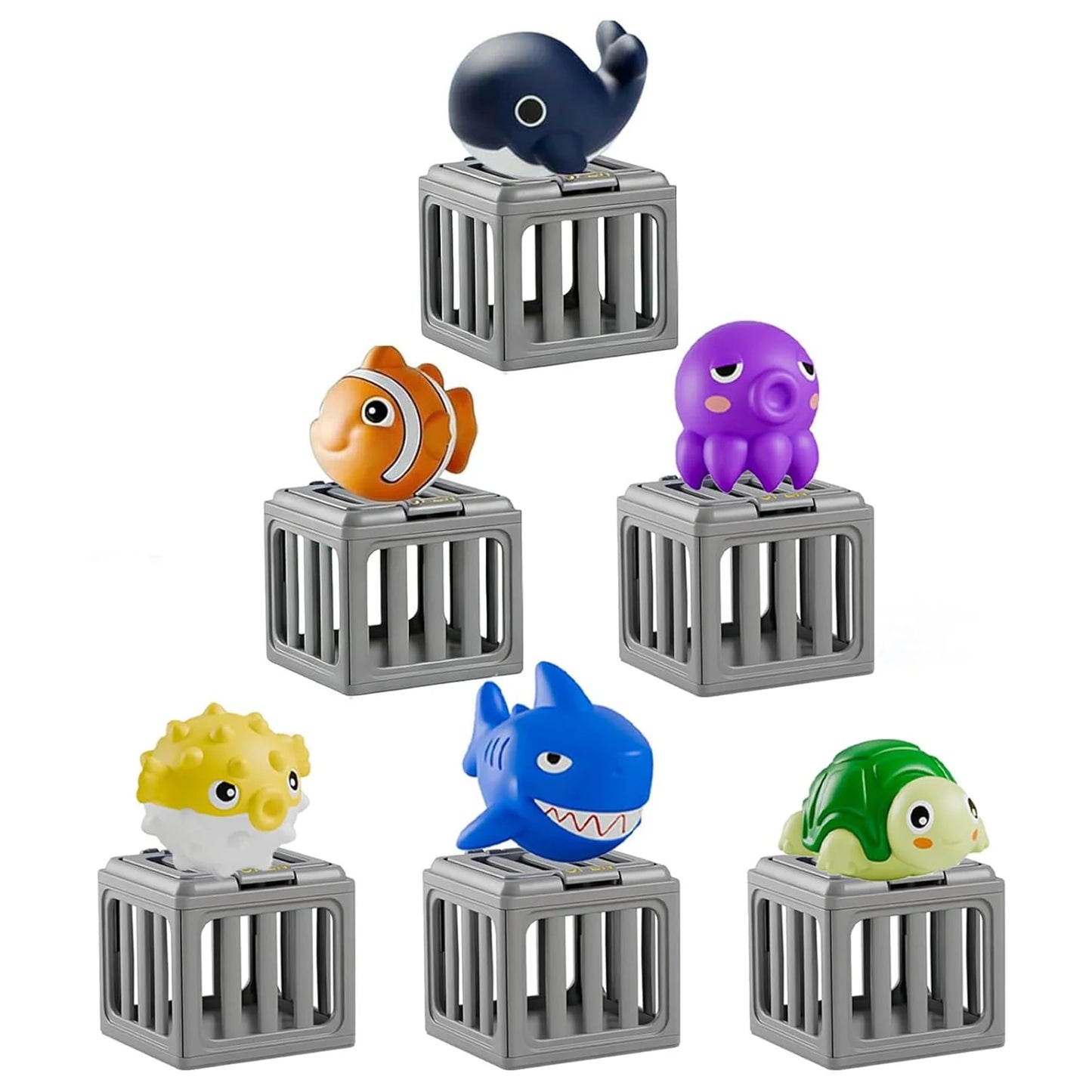 Toddler Bath Toy Play Set W/ Fish Box Floating Animals Water Swimming Dive Pool Game for 1 2 3 4 Years Old Boys Girls Gift