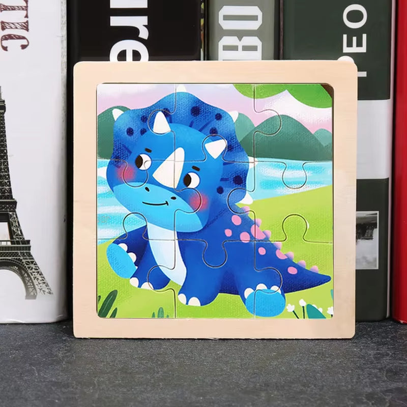 9Pcs Small Size Wooden Puzzle Montessori Toys for Baby Jigsaw 3D Puzzle Board Game Educational Toys for Children Gift