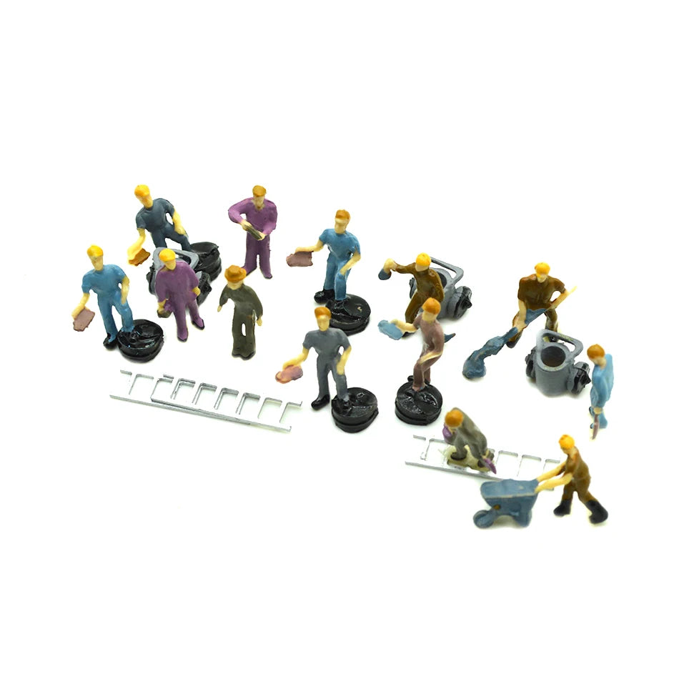 Ho Scale Train Working Figure Mode Miniature Workers with Tools for Railway Building Scenery Layout Toys Architecture