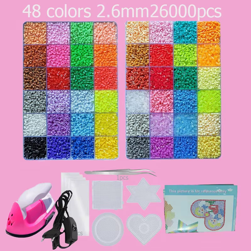 Hama Beads Box Embalagem Thermal Mosaic Ferro Educação Beads, Ironing Beads Fuse Beads Brinquedo DIY, 24 48 72 Cores 2.6MM 5MM