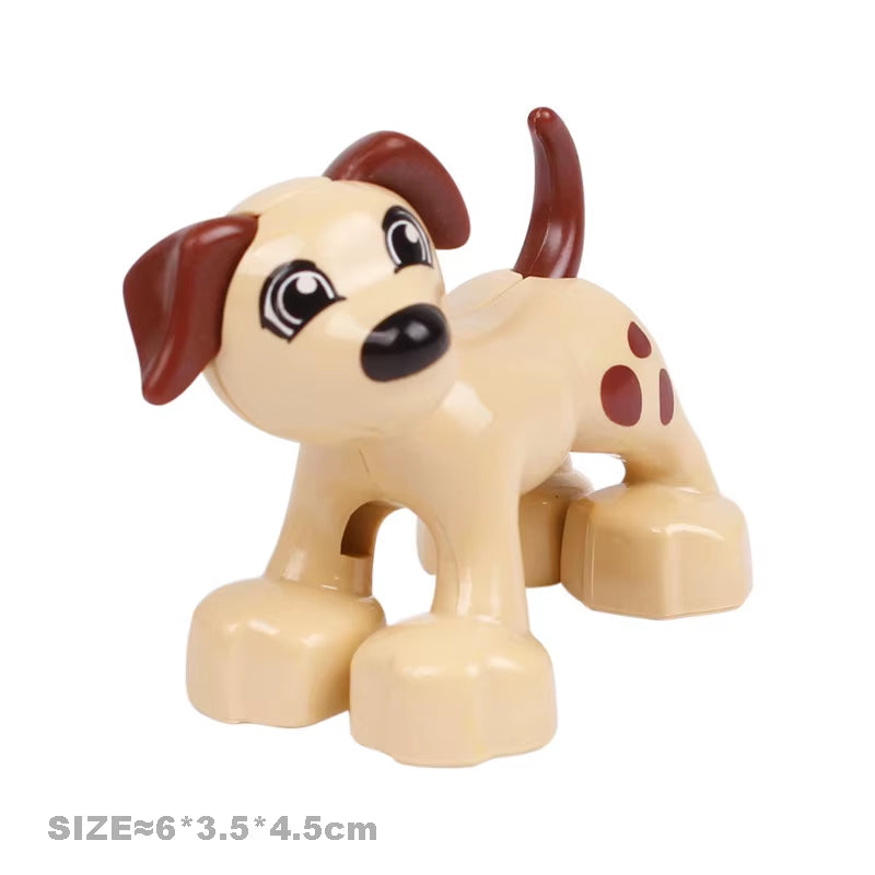 Big Size Building Blocks Cat Dog Pig Rabbit Model Accessories Compatible Bricks Farm Animals Set Assemble Education Toys for Kid